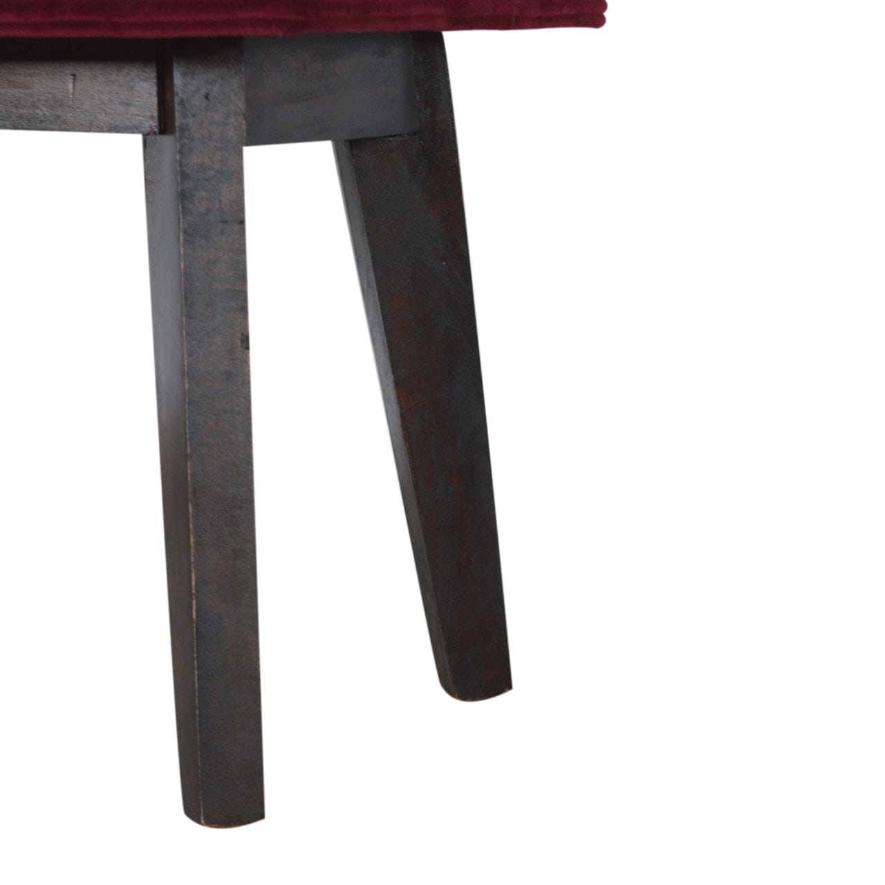Wine Red Velvet Hallway Bench - Solid Mango Wood Seating Furniture for Entryway - product view 7 showing handcrafted...