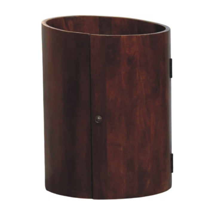 Winewood Round Side Cabinet in Solid Mango Wood - product view 7 showing handcrafted solid mango wood cabinet