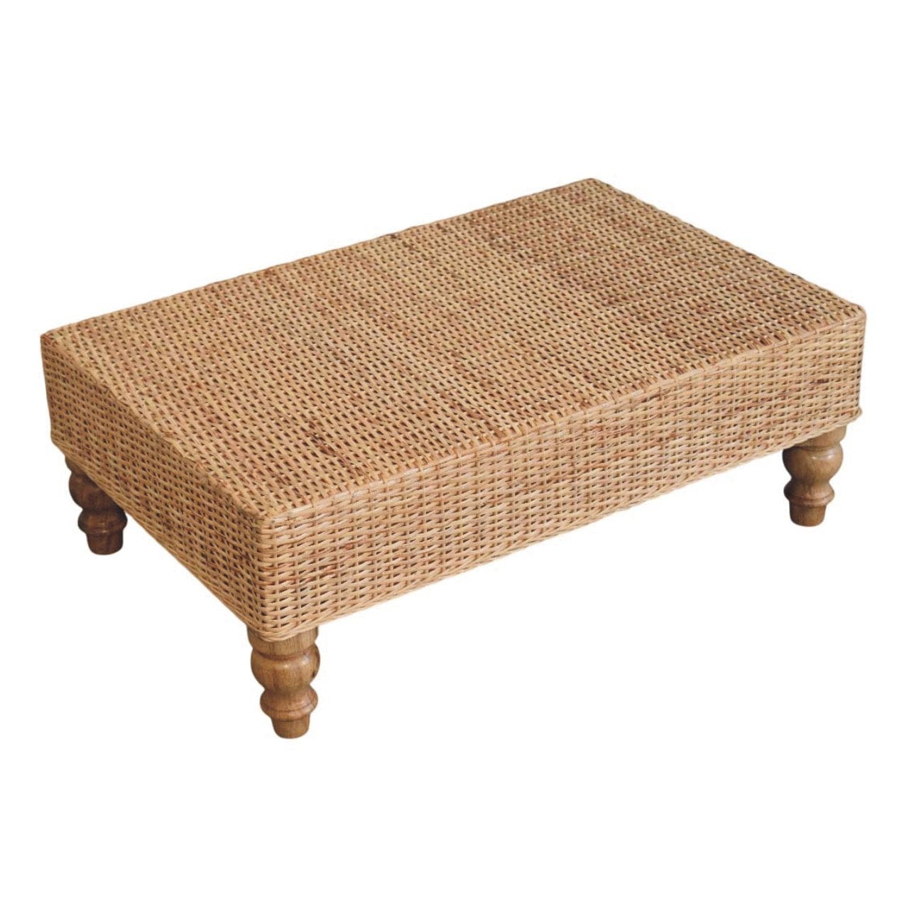 Glamorous Regency Woven Coffee Table - Solid Mango Wood Center Table for Living Room - product view 5 showing handcrafted...