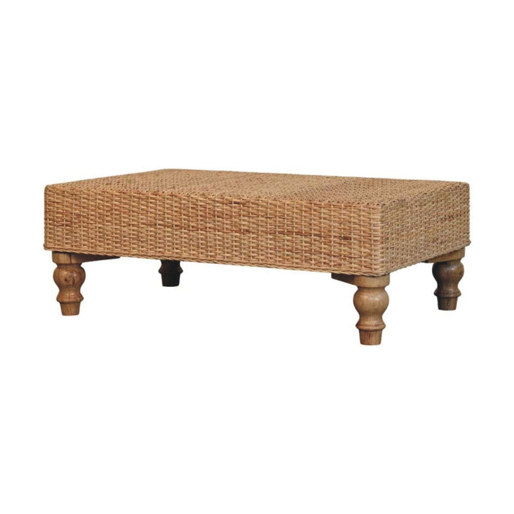 Glamorous Regency Woven Coffee Table - Solid Mango Wood Center Table for Living Room - product view 3 showing handcrafted...