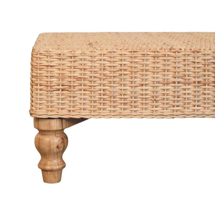 Glamorous Regency Woven Coffee Table - Solid Mango Wood Center Table for Living Room - product view 4 showing handcrafted...