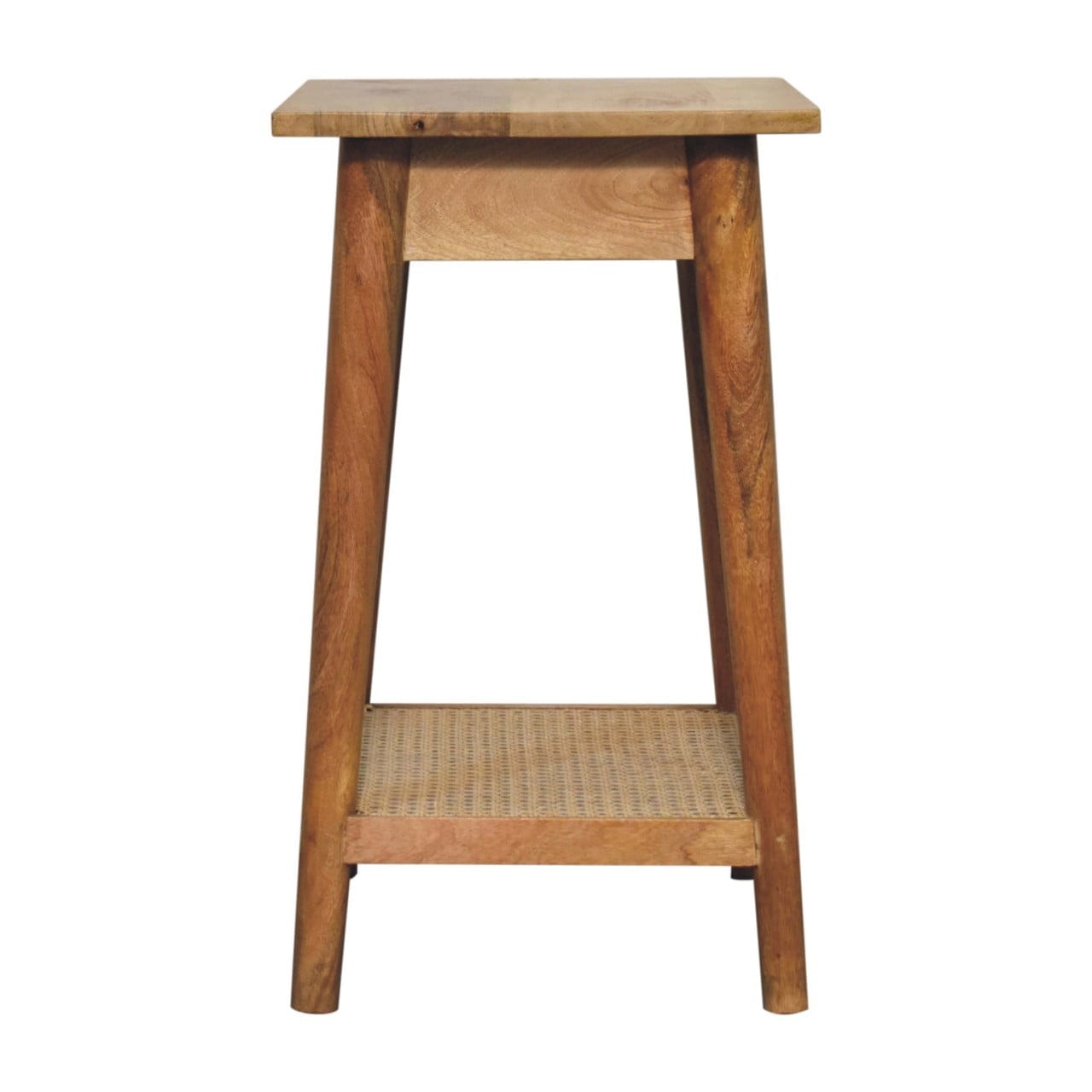 Woven Solid Wood End Table - Solid Mango Wood Side Table for Living Room - product view 8 showing handcrafted solid mango...