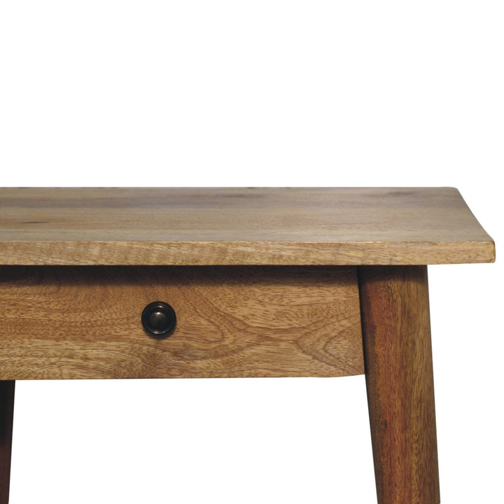 Woven Solid Wood End Table - Solid Mango Wood Side Table for Living Room - product view 4 showing handcrafted solid mango...