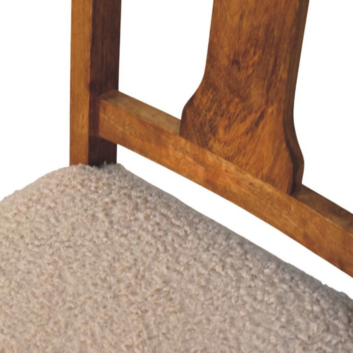 Amber Oak Writing Chair with Turned Legs in Solid Mango Wood - product view 4 showing handcrafted solid mango wood chair