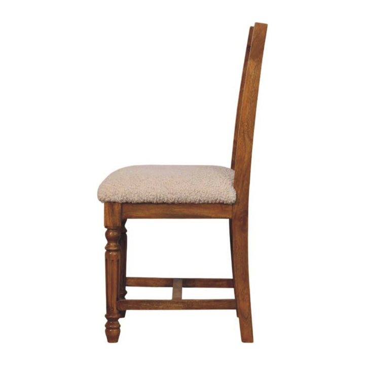 Amber Oak Writing Chair with Turned Legs in Solid Mango Wood - product view 7 showing handcrafted solid mango wood chair