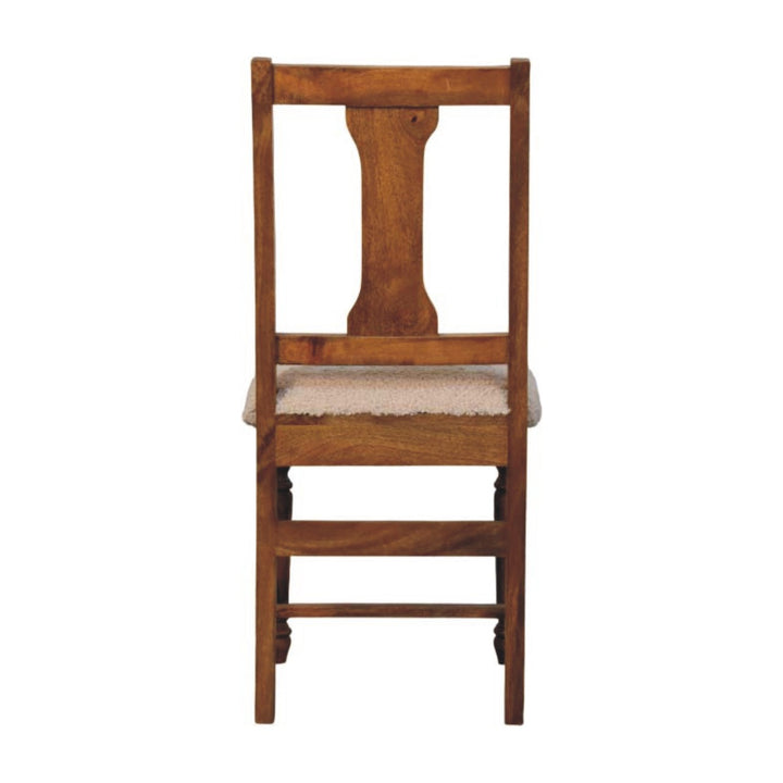 Amber Oak Writing Chair with Turned Legs in Solid Mango Wood - product view 6 showing handcrafted solid mango wood chair
