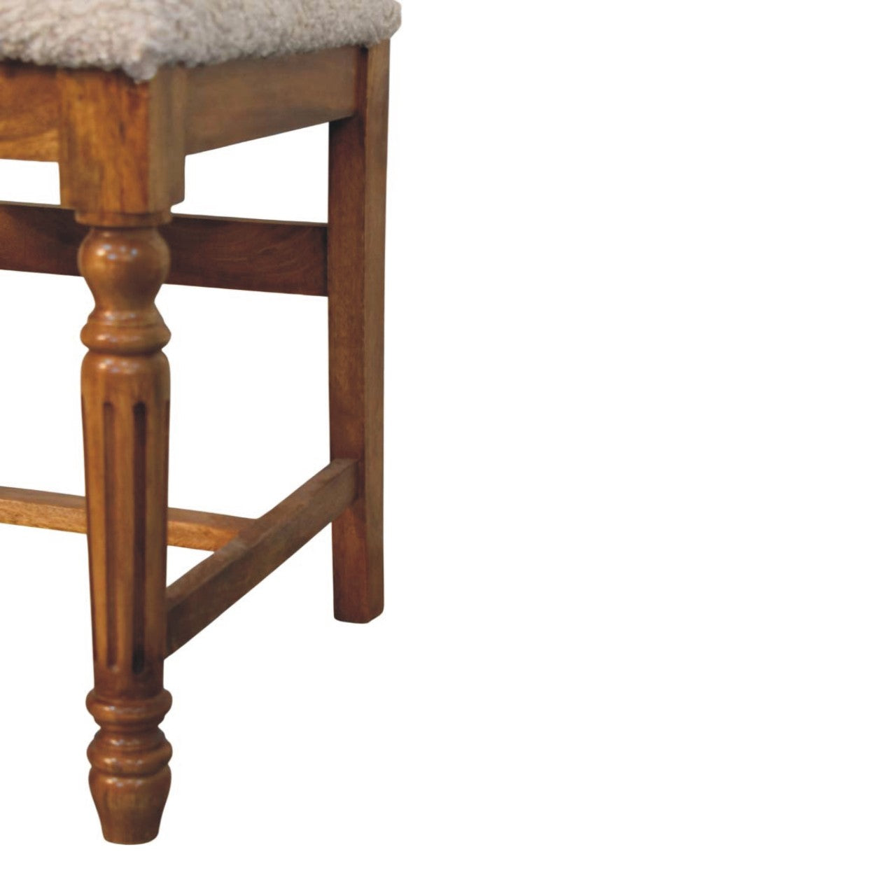 Amber Oak Writing Chair with Turned Legs in Solid Mango Wood - product view 5 showing handcrafted solid mango wood chair