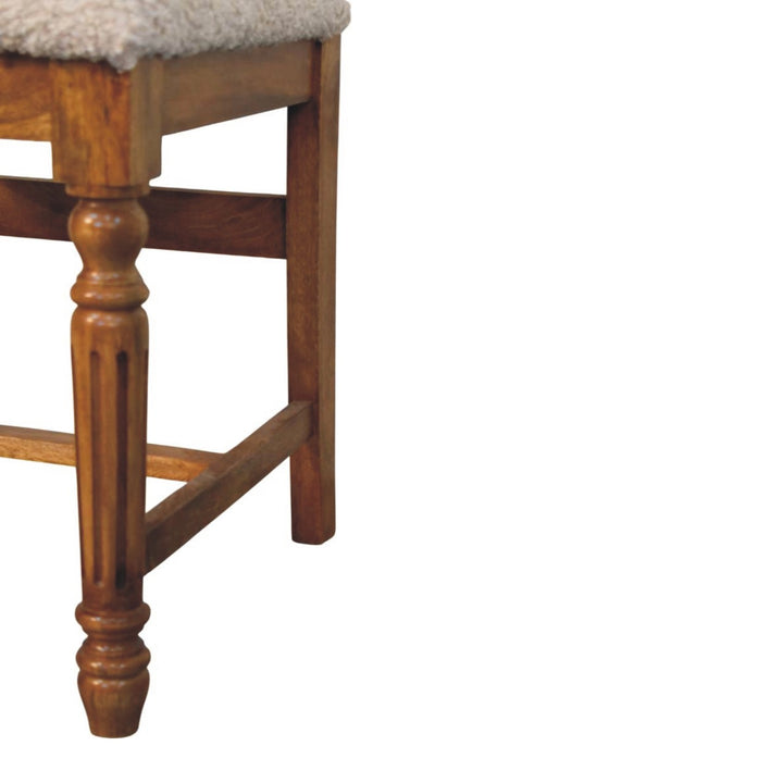 Amber Oak Writing Chair with Turned Legs in Solid Mango Wood - product view 5 showing handcrafted solid mango wood chair