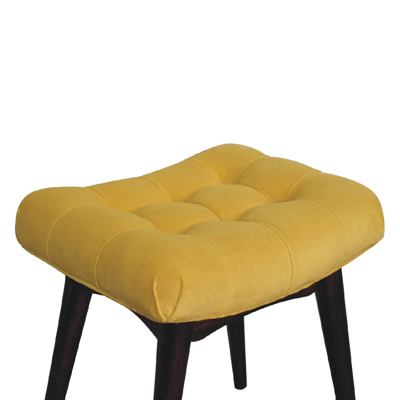 Mini Velvet Bench - Solid Mango Wood Seating Furniture for Entryway - product view 5 showing handcrafted solid mango wood...