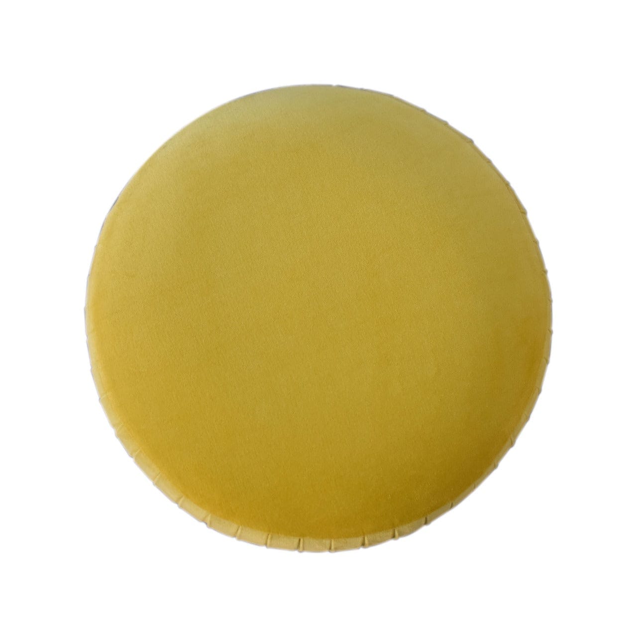 Yellow Velvet Pleated Footstool - Solid Mango Wood Accent Stool for Living Room - product view 6 showing handcrafted...