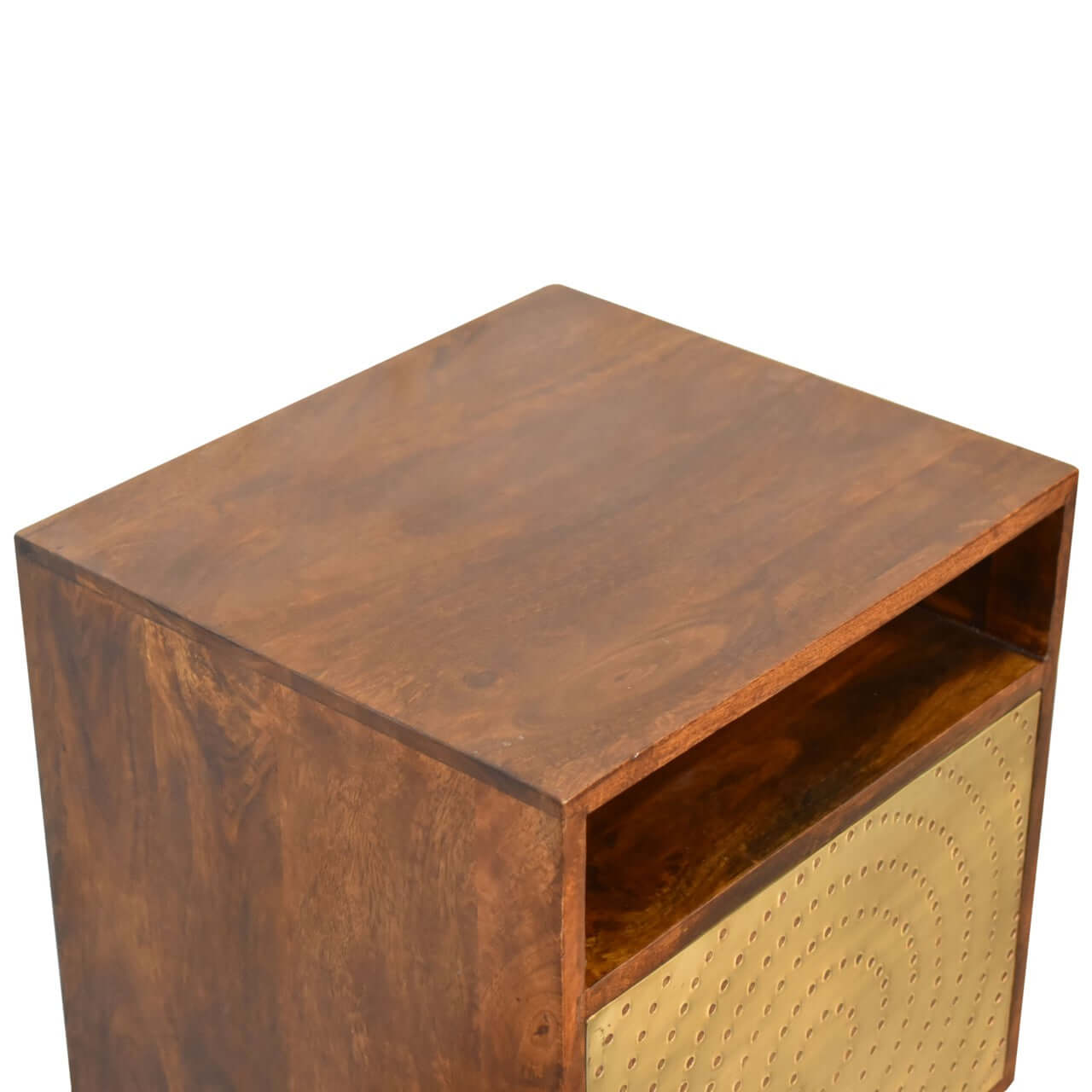Zen Nightstand - Solid Mango Wood Bedside Table for Bedroom - product view 6 showing handcrafted solid mango wood nightstand